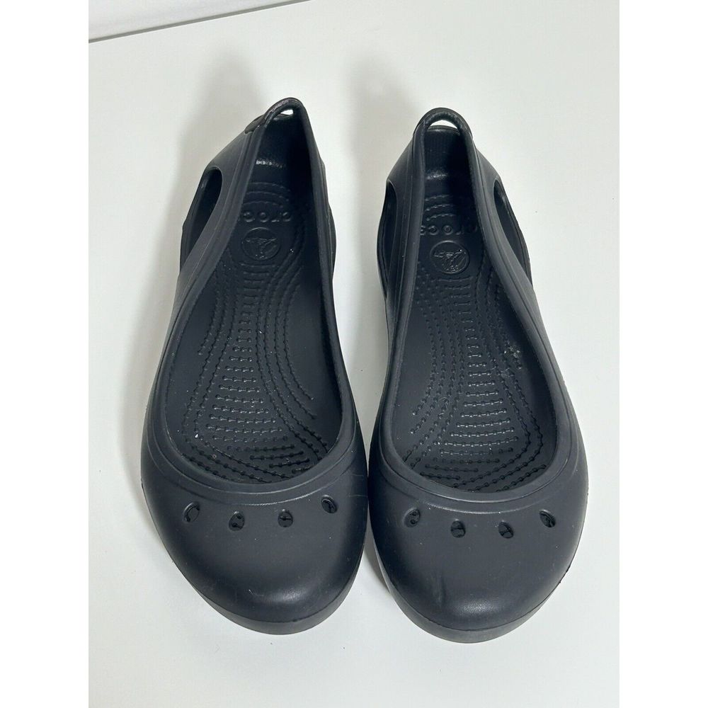 CROCS Women's Kadee Ballet Flats Black Rubber Slip On Sz 7W